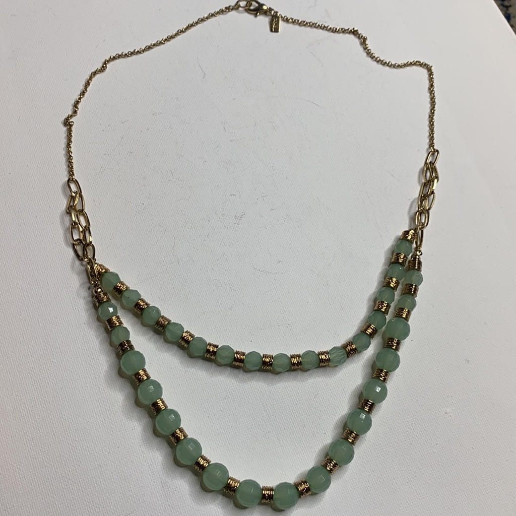 Rachel Brand Gold Green Layered Bead Necklace